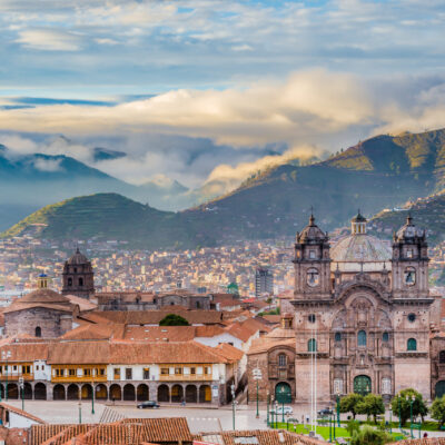 Morning sun rising at Plaza de armas, Cusco, City