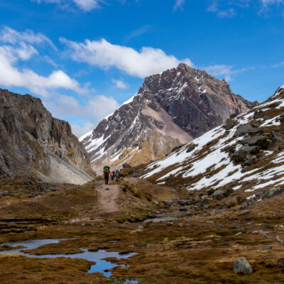 Hikers on the Ausangate Trek in the Cordillera Vilcanota, Andes Mountains, Peru