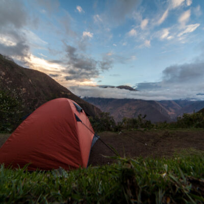 Sleeping tent on the official Choquequirao Camping in cusco, Peru