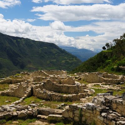 Peru, Kuelap matched in grandeur only by the Machu Picchu, this ruined citadel city in the mountains near Chachapoyas. Constructed AD 900 and 1100, is made up of milions of cubic feet and stones. Circle house